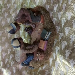 Vintage Figurine of Two Boys Playing Marbles